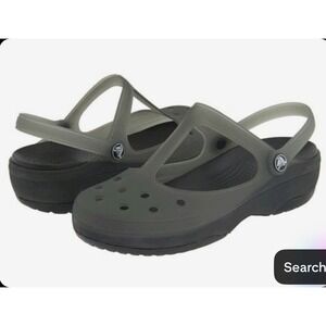 Crocs Carlie T Strap Mary Jane Womens 8 Clogs Mules Espresso Bronze Comfort